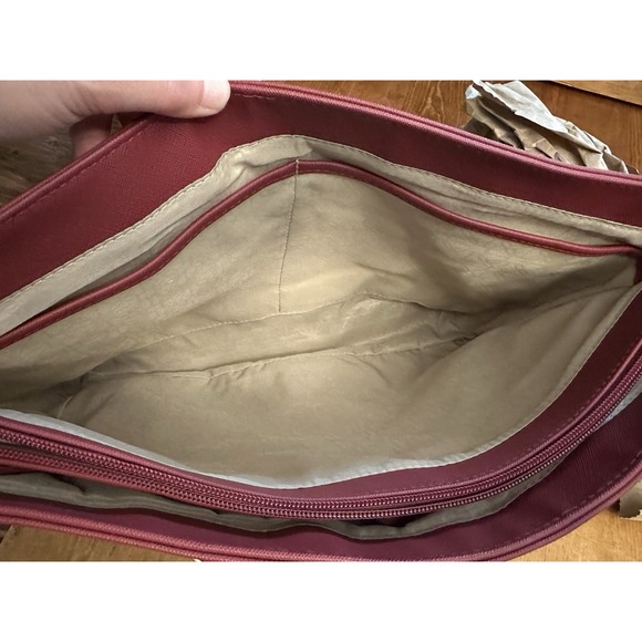 Women's Time and Tru Multiple Compartment Tote Handbag Rhubarb Red Tablet - Picture 6 of 8